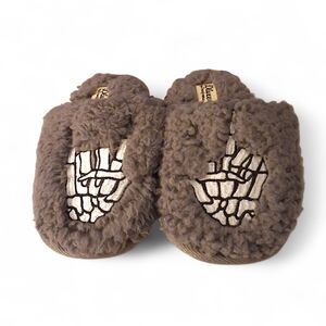 Dluxe by Dearfoams Kids Skeleton Peace Sign Slippers Size 11/12